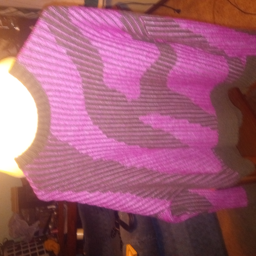 Purple and Gray Striped Sweater